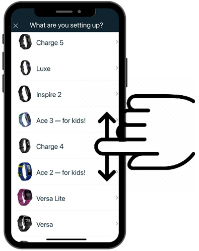 Fitbit device selection screen