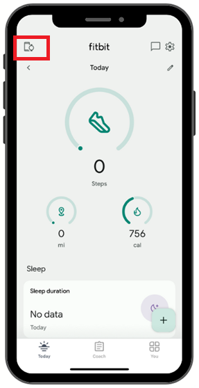 Fitbit main screen select device