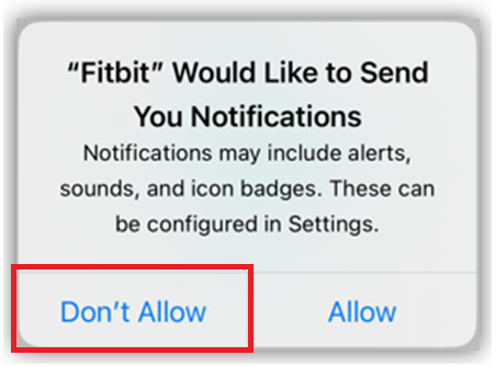 Fitbit notifications confirmation