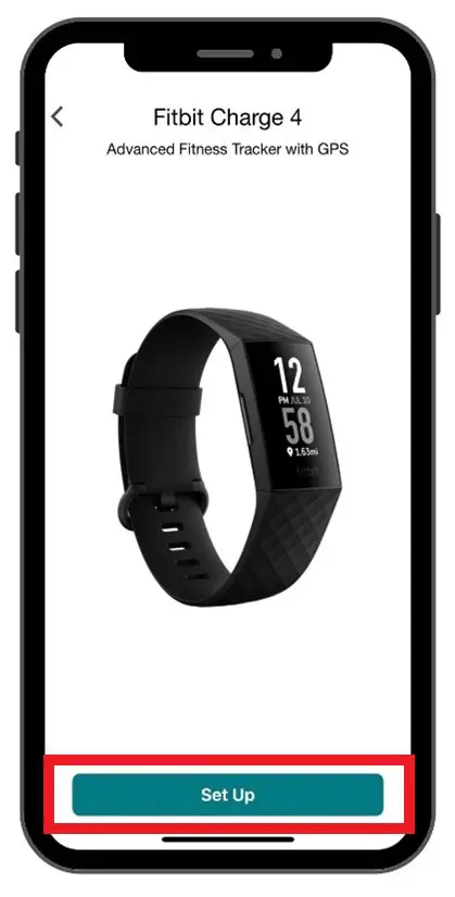 Fitbit set up device screen with mark