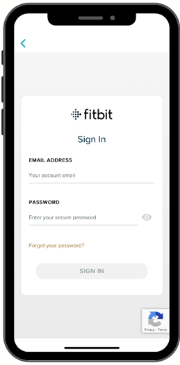 Fitbit sign in app form