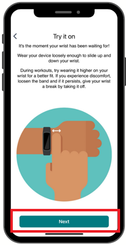 Fitbit try it on screen